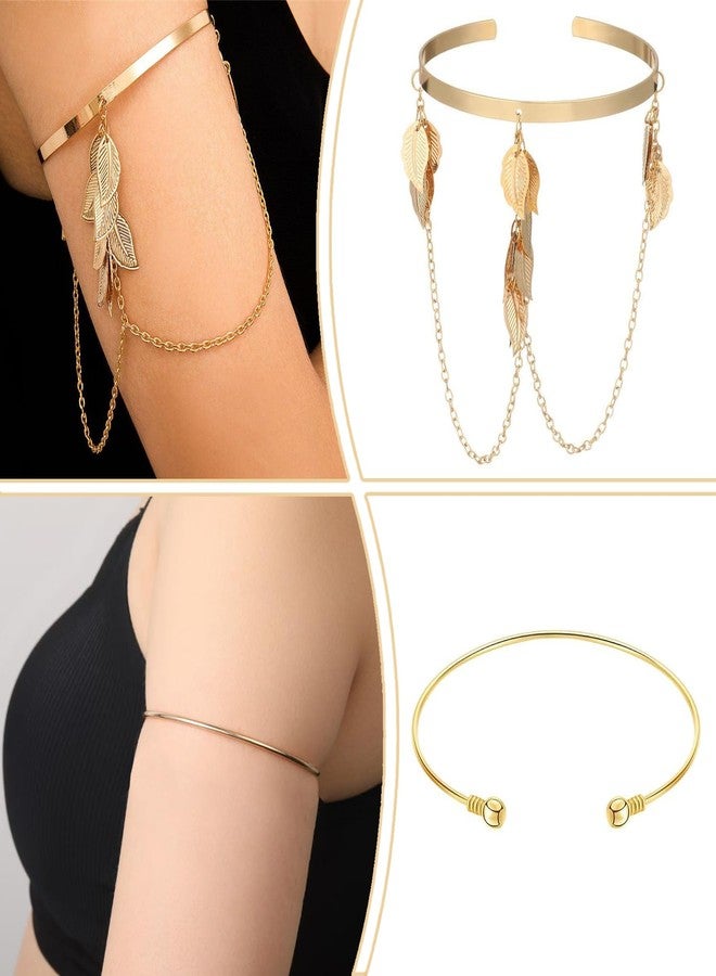 ADULLPONY 6 Pieces Gold Arm Cuff Jewelry Upper Arm Cuff Bracelets Bangle Adjustable Armband Set for Women - Image 5